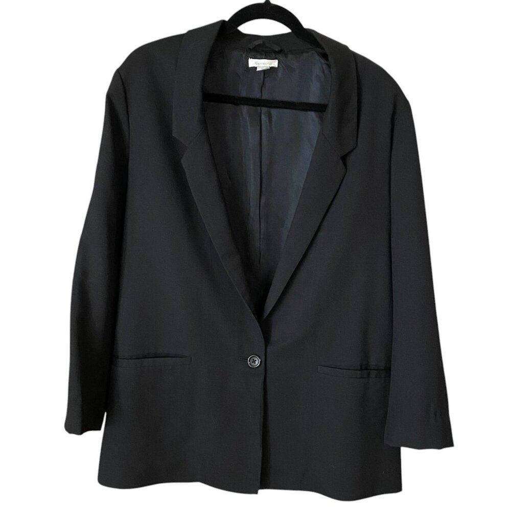 Garnet Hill 100% Wool Black Blazer Jacket French Girl Parisian Capsule Suit-14